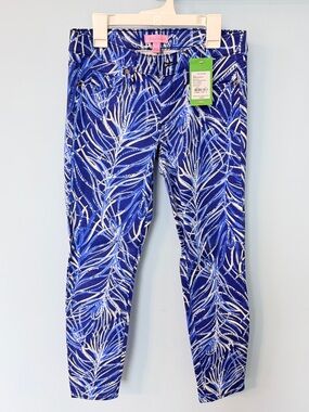 Lilly Pulitzer Twilight Blue Palm-Print Crop Pants